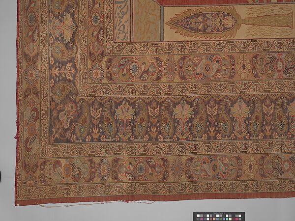 Carpet, Cotton (warp and weft), silk (pile); asymmetrically knotted pile