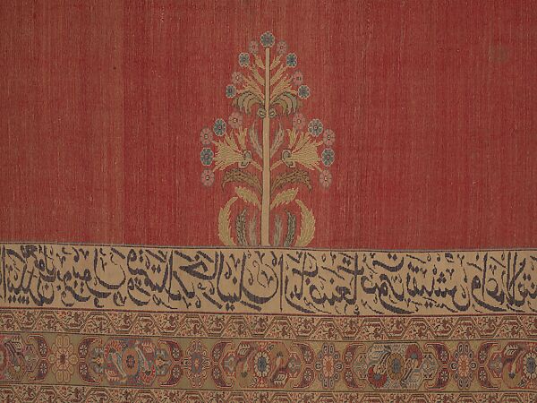 Carpet, Cotton (warp and weft), silk (pile); asymmetrically knotted pile