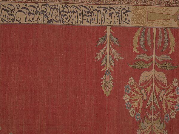Carpet, Cotton (warp and weft), silk (pile); asymmetrically knotted pile