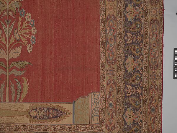 Carpet, Cotton (warp and weft), silk (pile); asymmetrically knotted pile