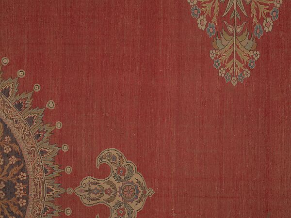 Carpet, Cotton (warp and weft), silk (pile); asymmetrically knotted pile
