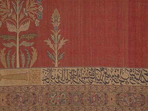 Carpet, Cotton (warp and weft), silk (pile); asymmetrically knotted pile