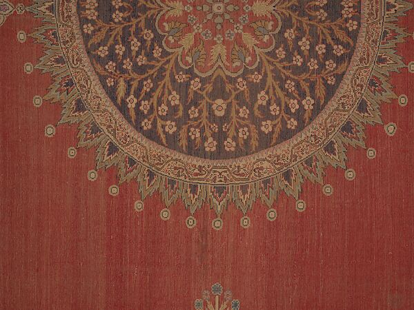Carpet, Cotton (warp and weft), silk (pile); asymmetrically knotted pile