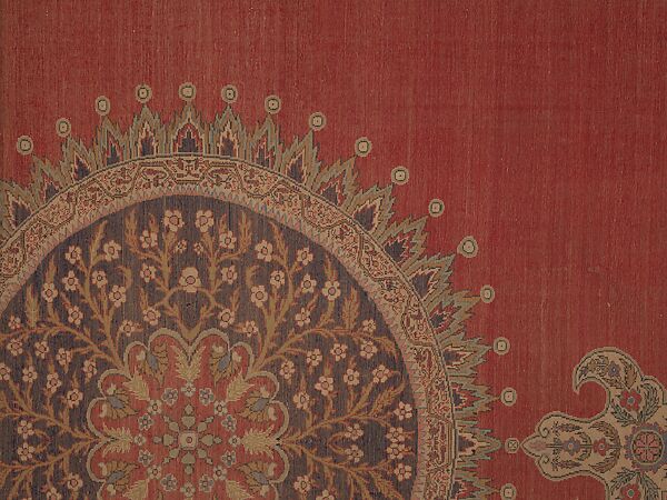 Carpet, Cotton (warp and weft), silk (pile); asymmetrically knotted pile