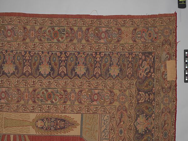 Carpet, Cotton (warp and weft), silk (pile); asymmetrically knotted pile