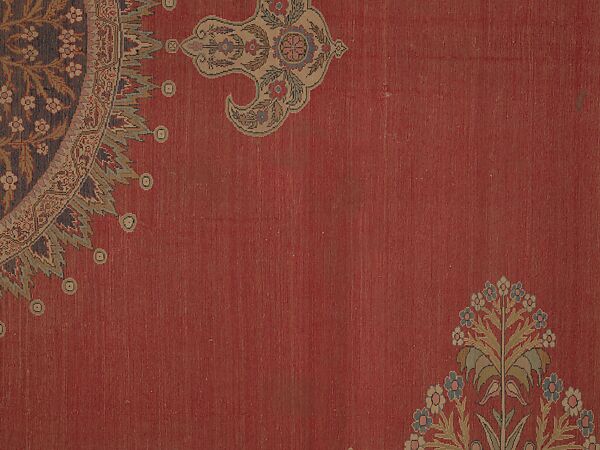 Carpet, Cotton (warp and weft), silk (pile); asymmetrically knotted pile