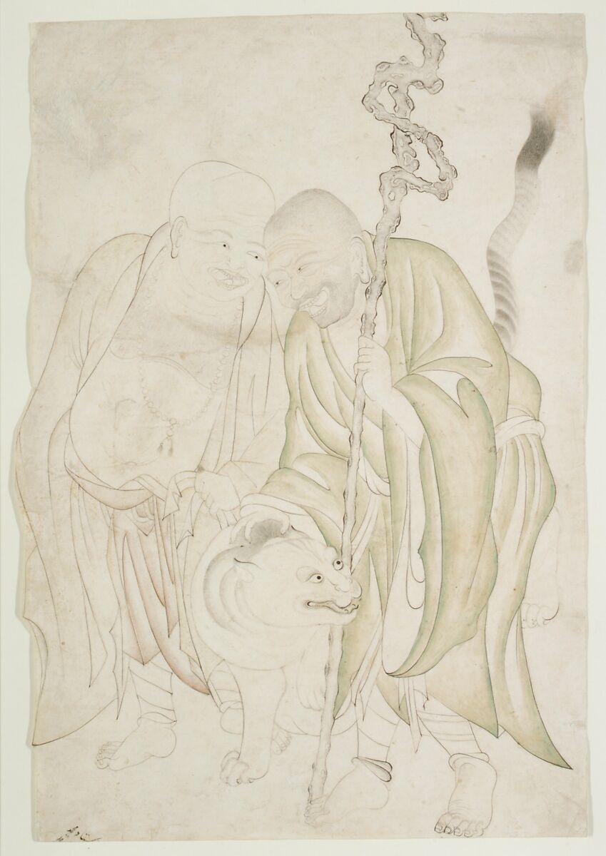 Two Lohans, Ink and transparent watercolor on paper