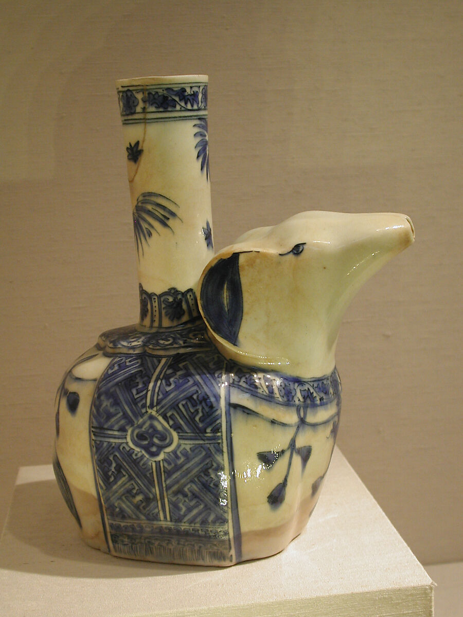Elephant-Shaped Kendi, Stonepaste; painted in shades of blue under transparent glaze
