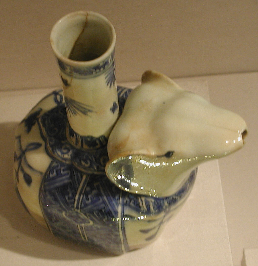 Elephant-Shaped Kendi, Stonepaste; painted in shades of blue under transparent glaze