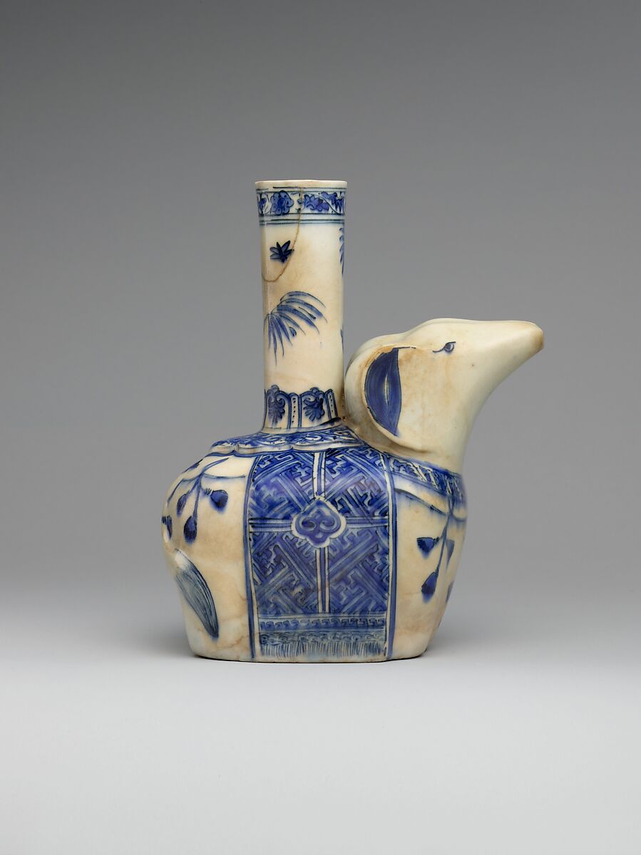Elephant-Shaped Kendi, Stonepaste; painted in shades of blue under transparent glaze