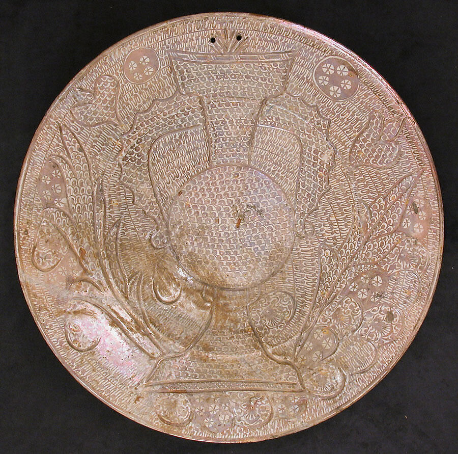 Dish, Earthenware; tin-glazed and luster-painted 