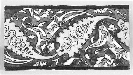 Tile, Stonepaste; painted and glazed