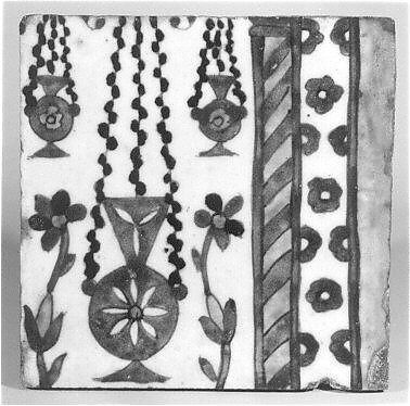 Tile, Earthenware; painted and glazed