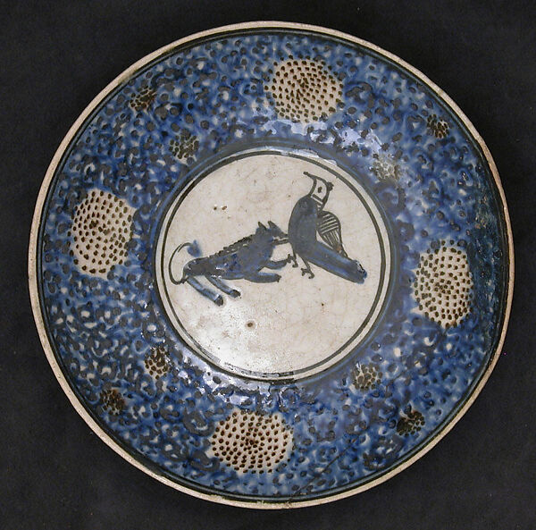 Dish, Stonepaste; underglaze painted 