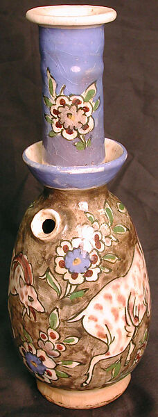 Water Pipe Base, Earthenware; underglaze painted