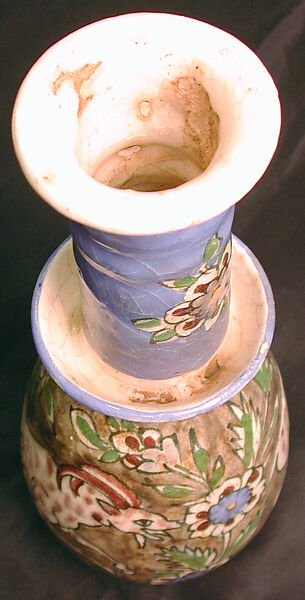 Water Pipe Base, Earthenware; underglaze painted