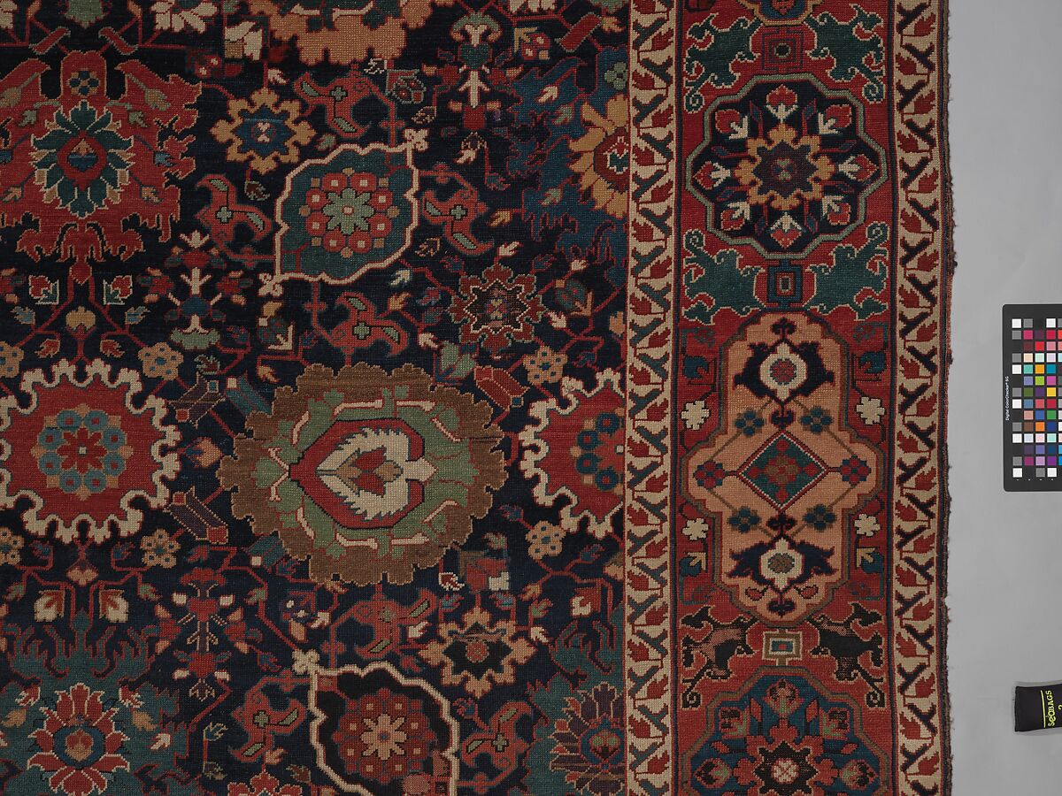 Harshang Carpet, Wool (warp, weft and pile); symmetrically knotted pile