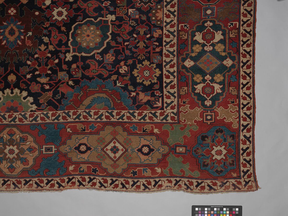 Harshang Carpet, Wool (warp, weft and pile); symmetrically knotted pile