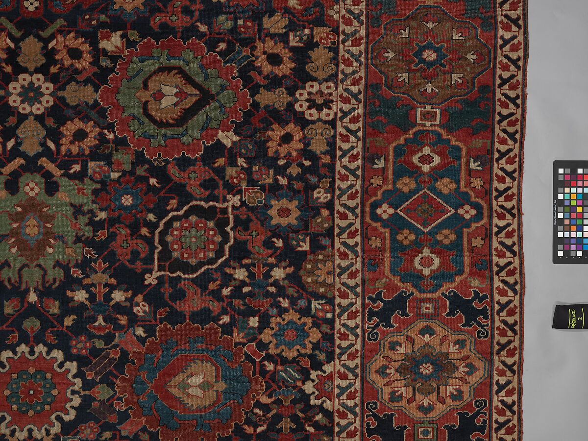 Harshang Carpet, Wool (warp, weft and pile); symmetrically knotted pile