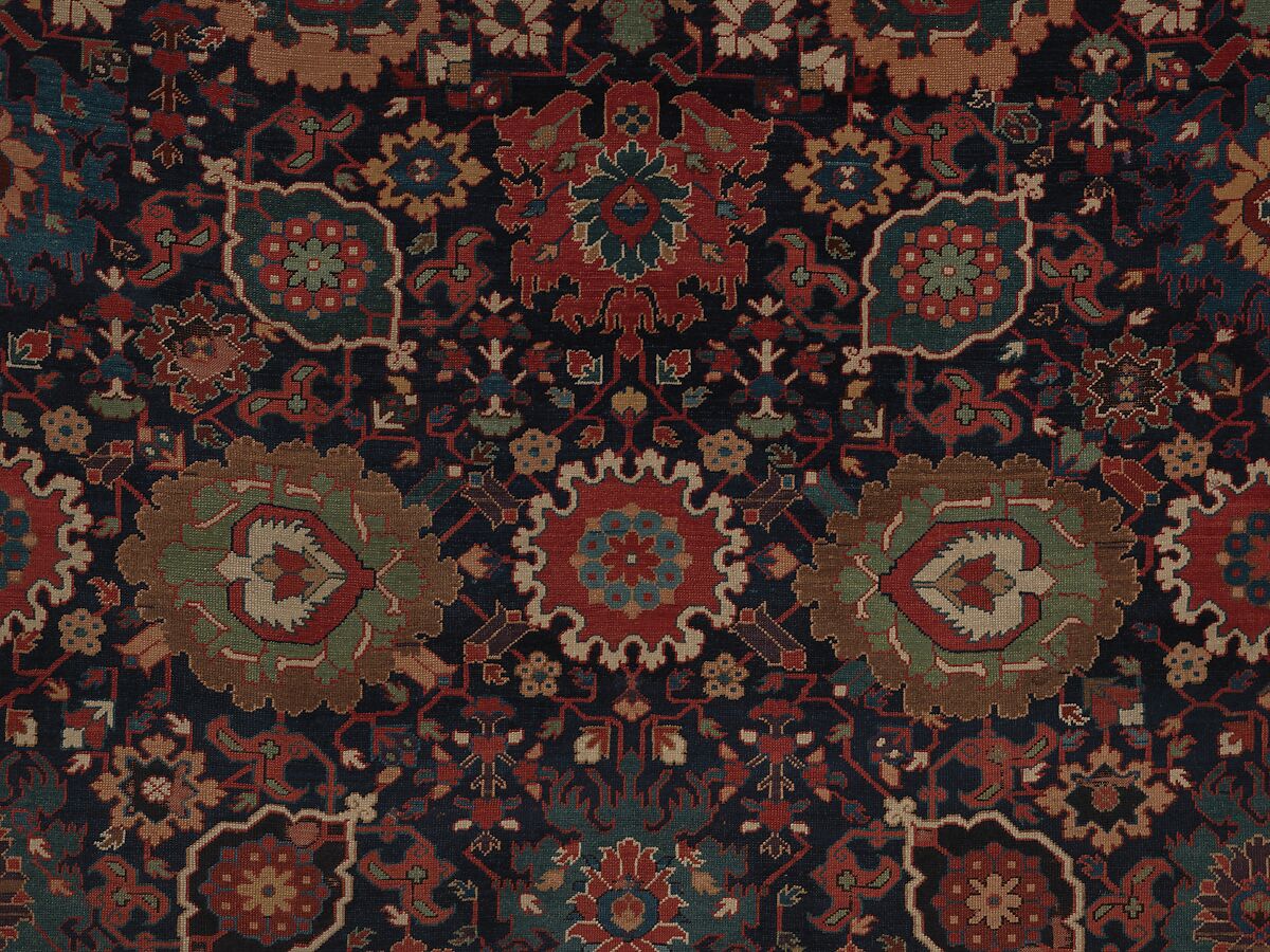 Harshang Carpet, Wool (warp, weft and pile); symmetrically knotted pile
