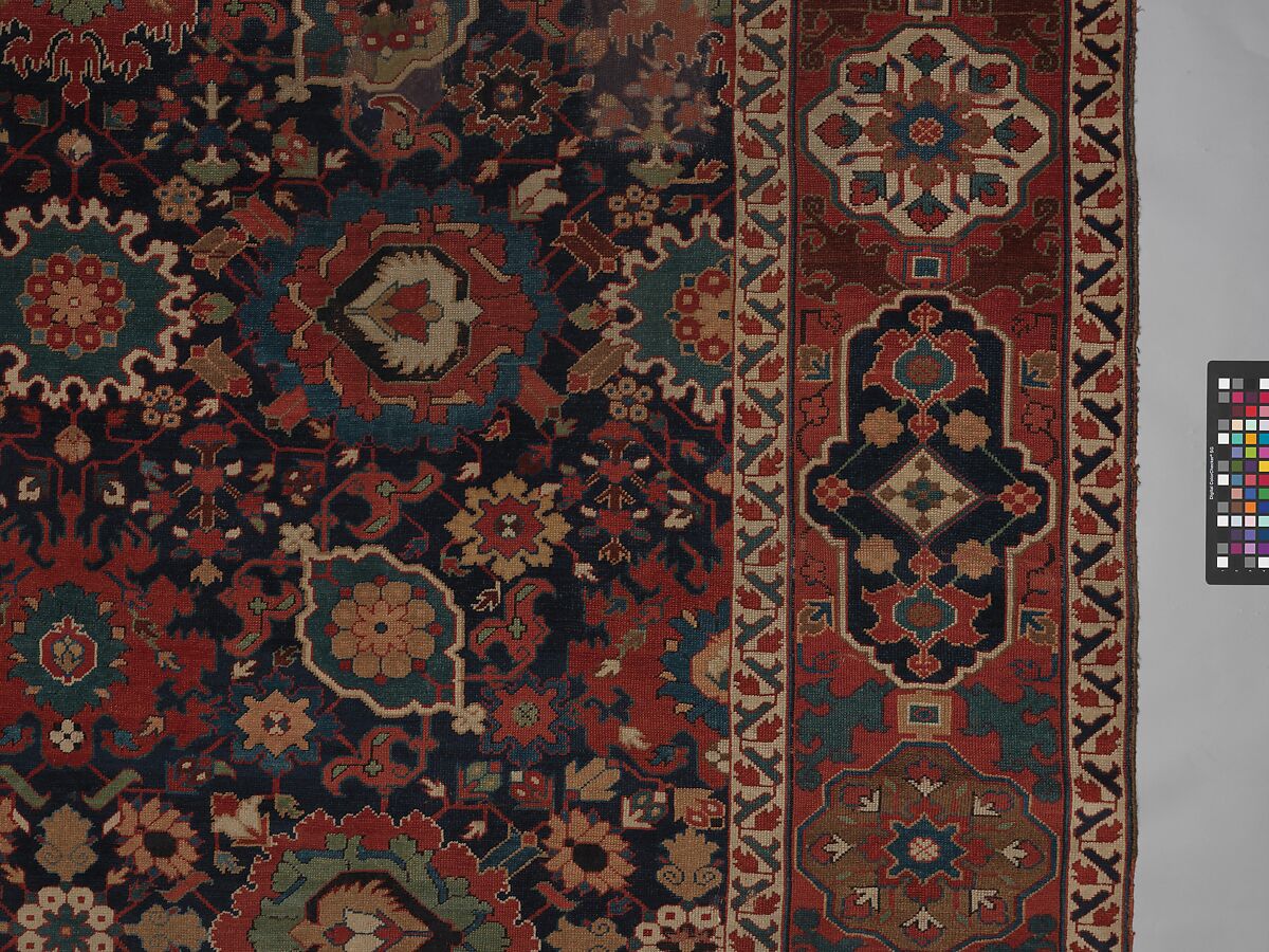 Harshang Carpet, Wool (warp, weft and pile); symmetrically knotted pile
