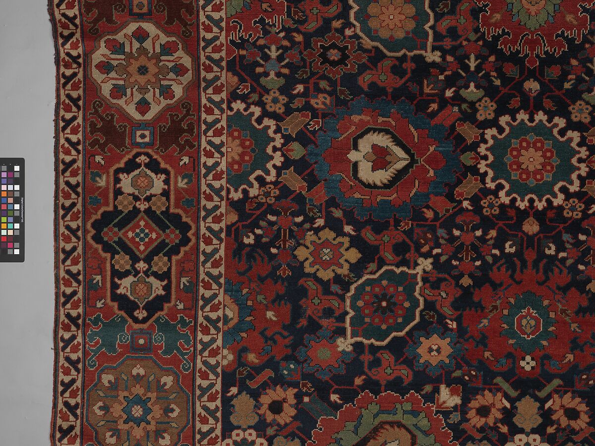 Harshang Carpet, Wool (warp, weft and pile); symmetrically knotted pile