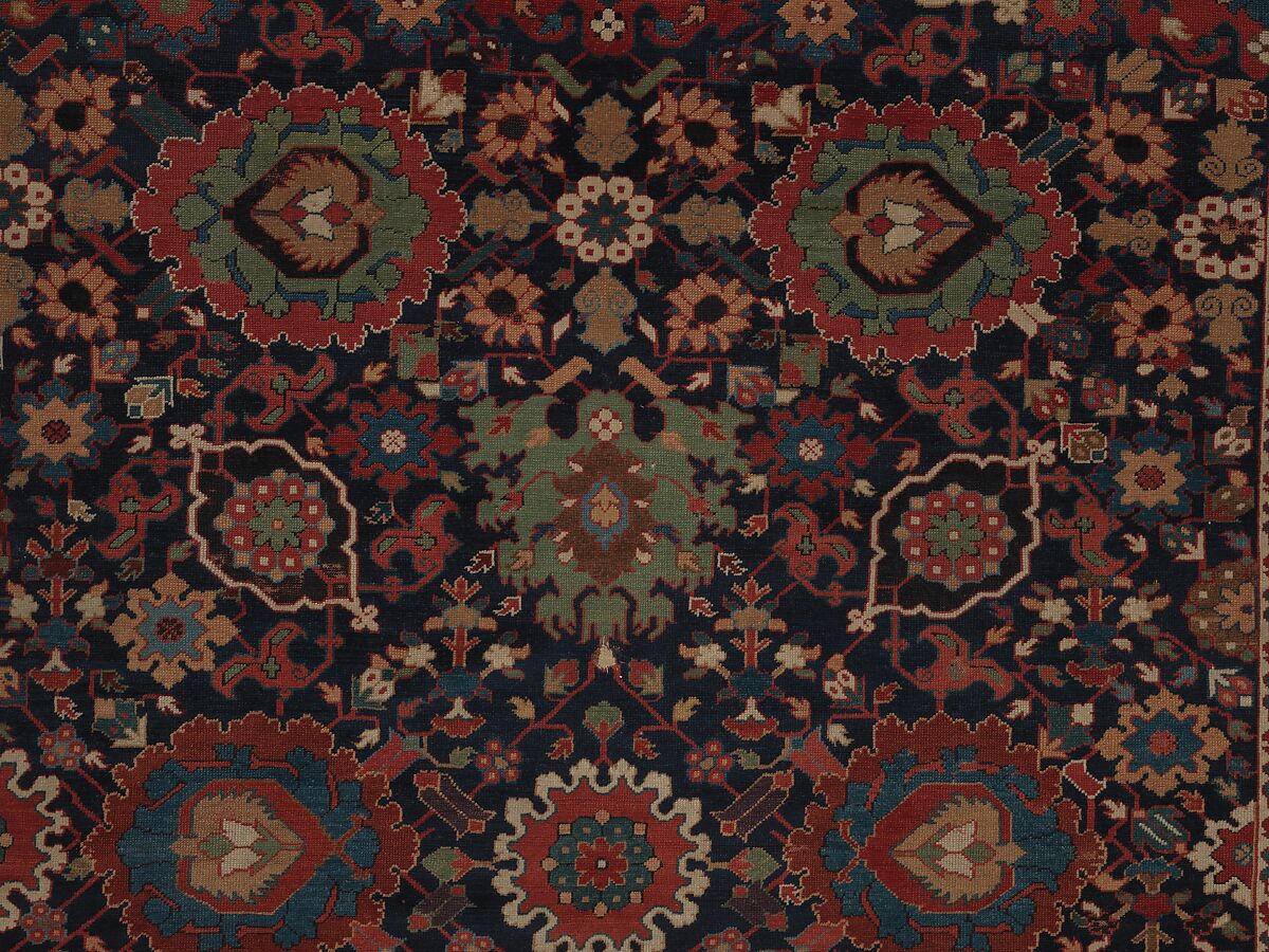 Harshang Carpet, Wool (warp, weft and pile); symmetrically knotted pile