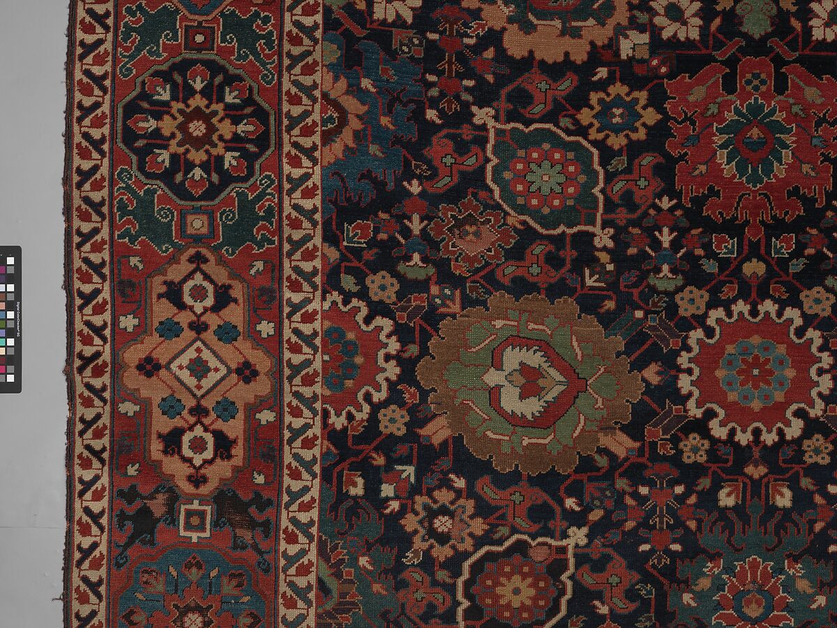 Harshang Carpet, Wool (warp, weft and pile); symmetrically knotted pile