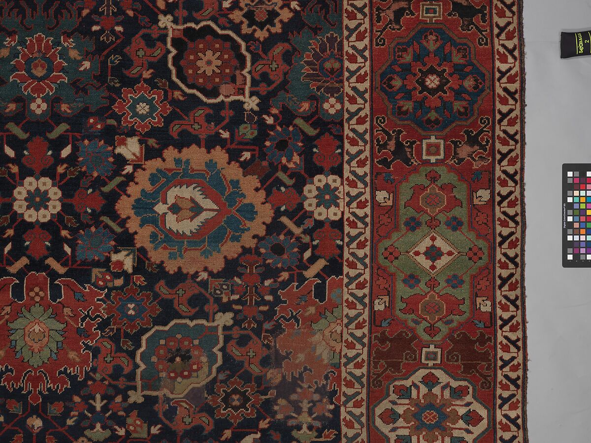 Harshang Carpet, Wool (warp, weft and pile); symmetrically knotted pile