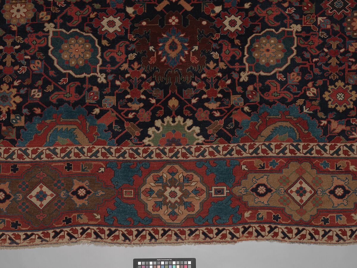 Harshang Carpet, Wool (warp, weft and pile); symmetrically knotted pile