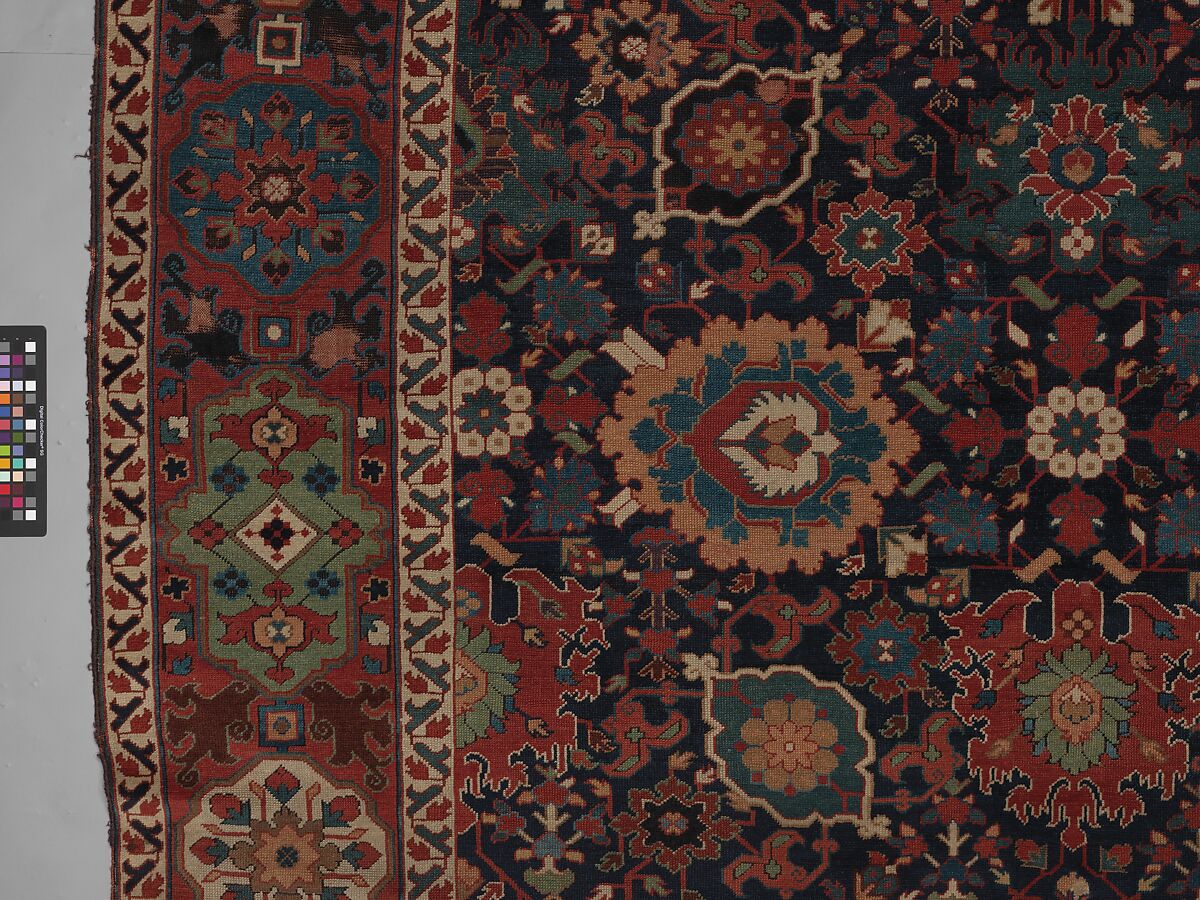 Harshang Carpet, Wool (warp, weft and pile); symmetrically knotted pile