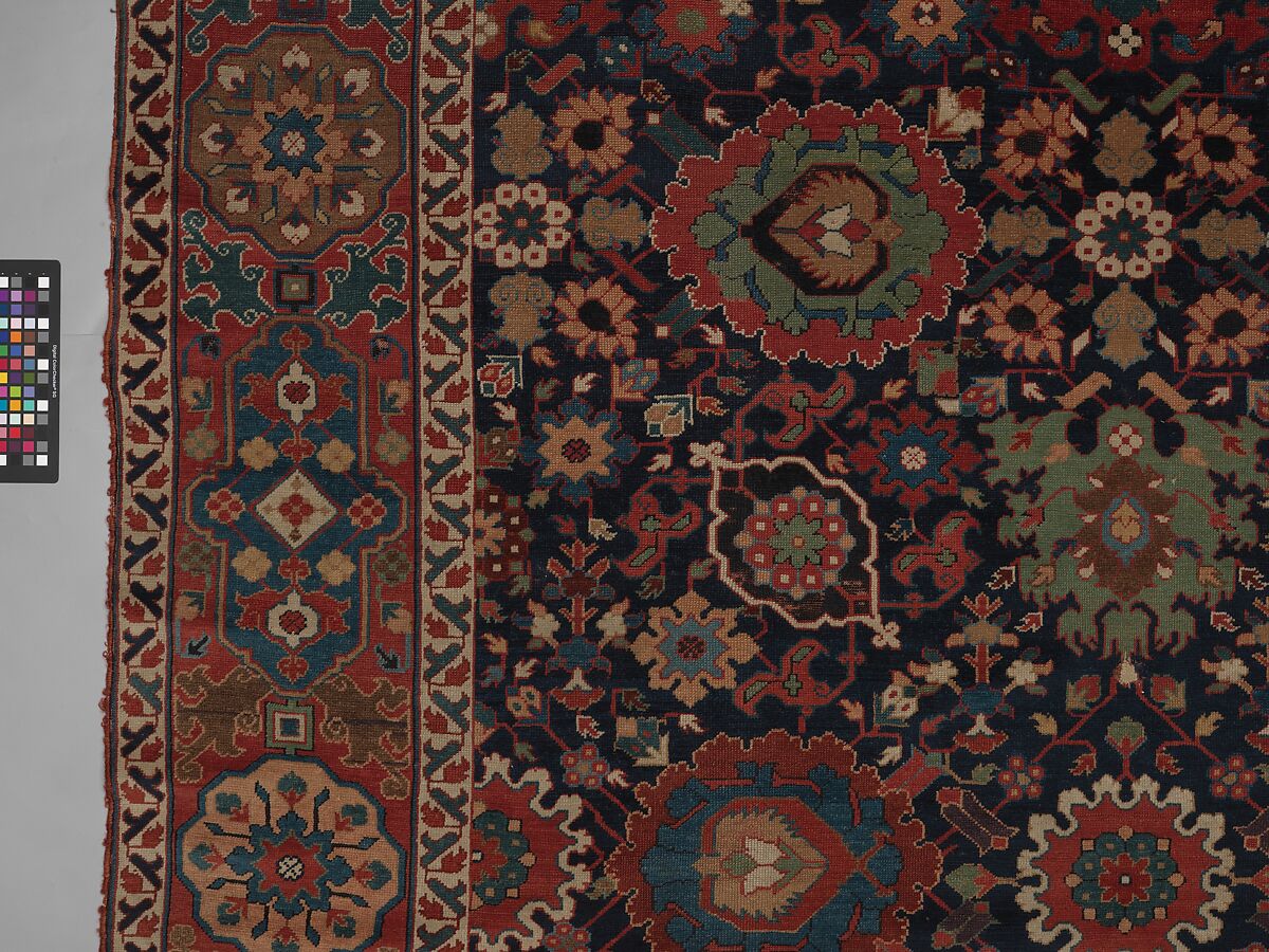 Harshang Carpet, Wool (warp, weft and pile); symmetrically knotted pile