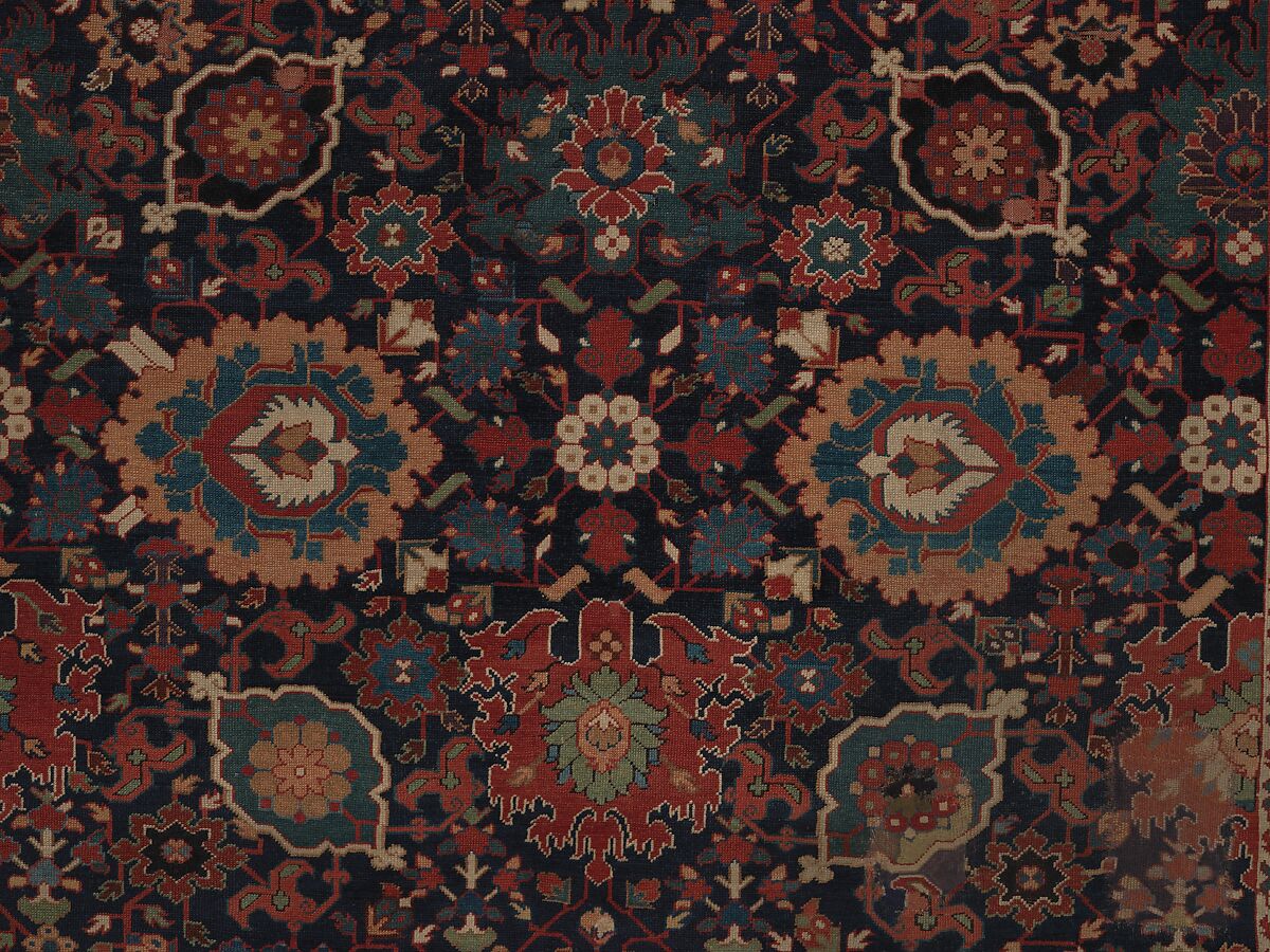 Harshang Carpet, Wool (warp, weft and pile); symmetrically knotted pile