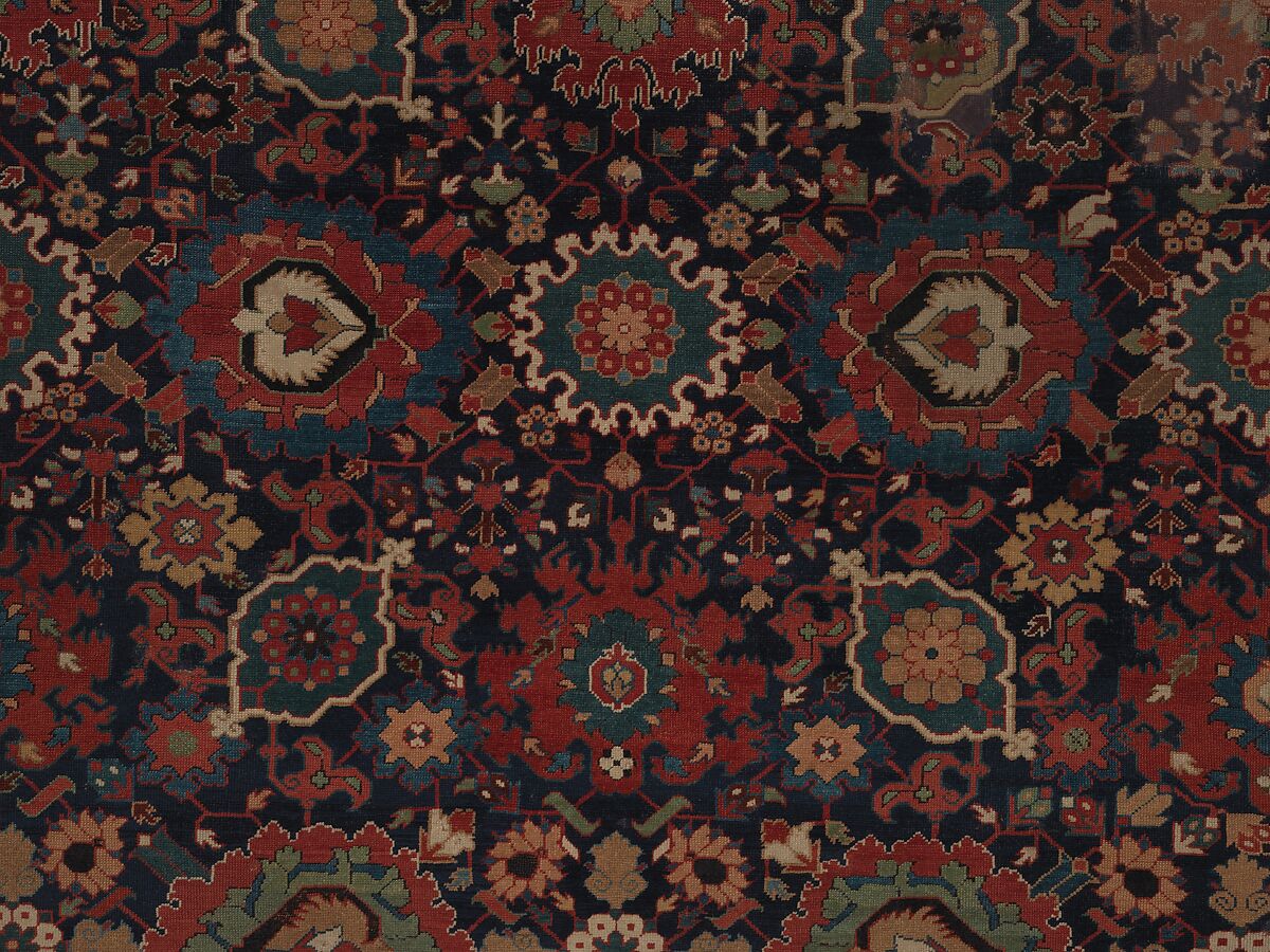 Harshang Carpet, Wool (warp, weft and pile); symmetrically knotted pile