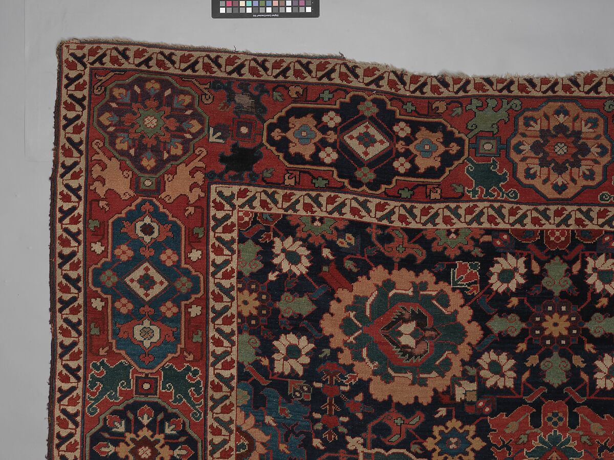 Harshang Carpet, Wool (warp, weft and pile); symmetrically knotted pile