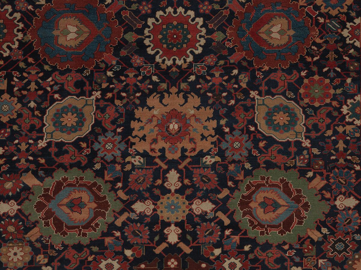 Harshang Carpet, Wool (warp, weft and pile); symmetrically knotted pile