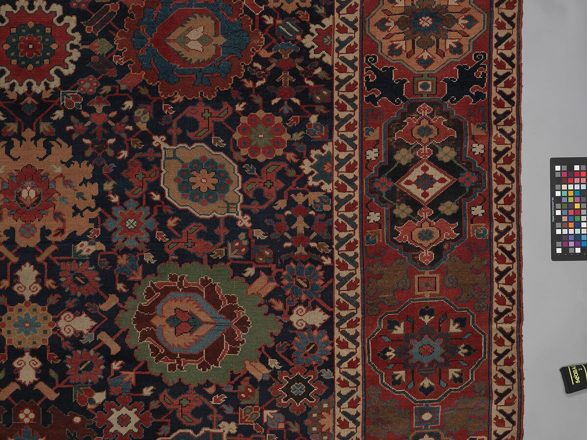 Harshang Carpet, Wool (warp, weft and pile); symmetrically knotted pile