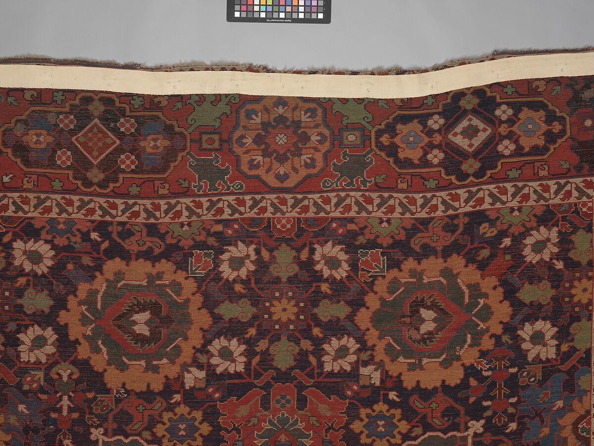 Harshang Carpet, Wool (warp, weft and pile); symmetrically knotted pile