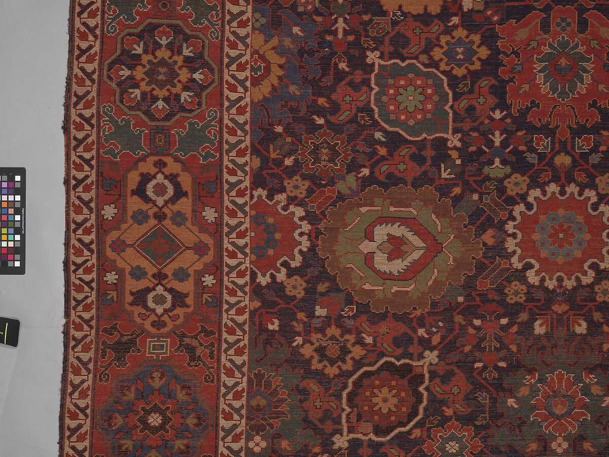 Harshang Carpet, Wool (warp, weft and pile); symmetrically knotted pile