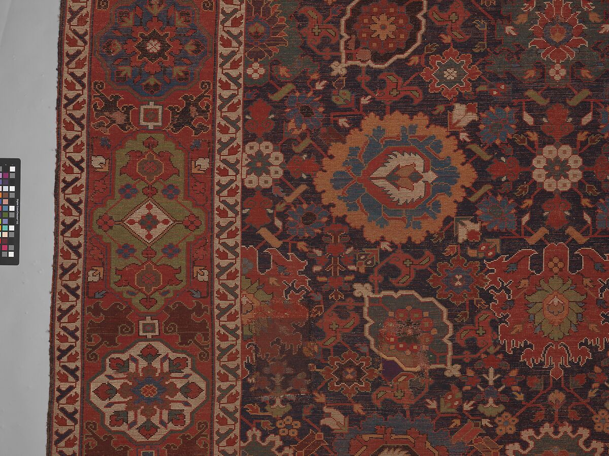 Harshang Carpet, Wool (warp, weft and pile); symmetrically knotted pile