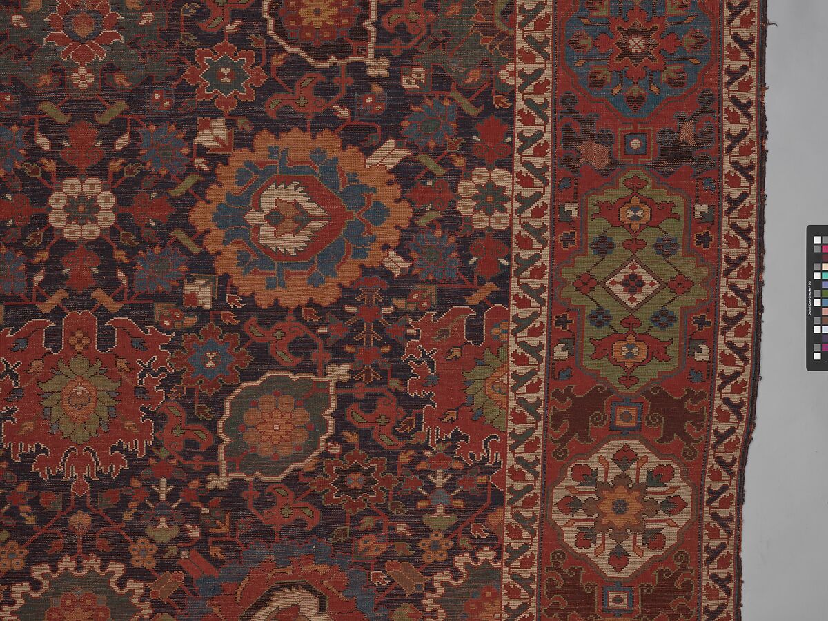 Harshang Carpet, Wool (warp, weft and pile); symmetrically knotted pile