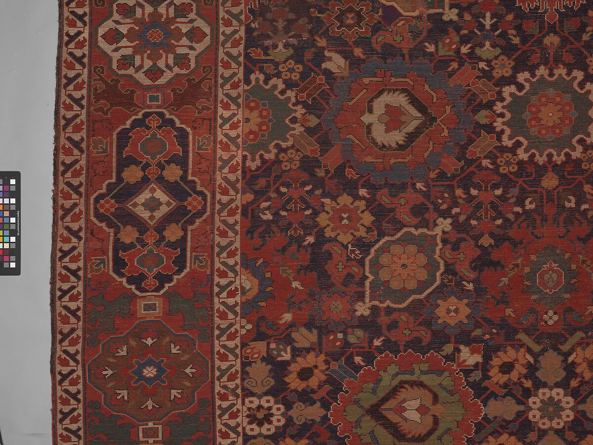 Harshang Carpet, Wool (warp, weft and pile); symmetrically knotted pile