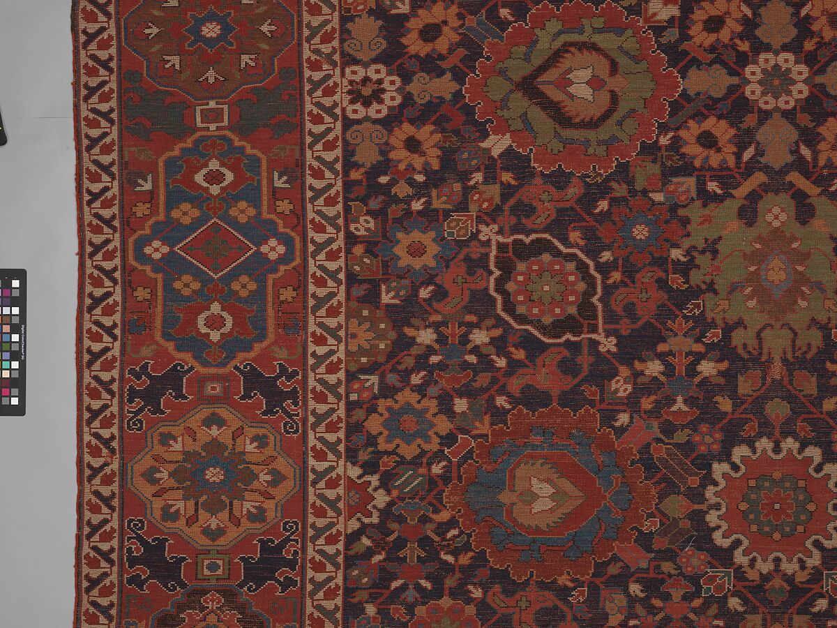 Harshang Carpet, Wool (warp, weft and pile); symmetrically knotted pile