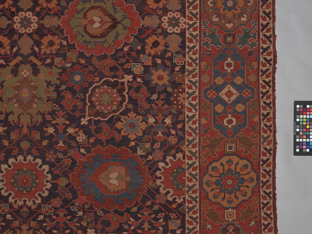 Harshang Carpet, Wool (warp, weft and pile); symmetrically knotted pile