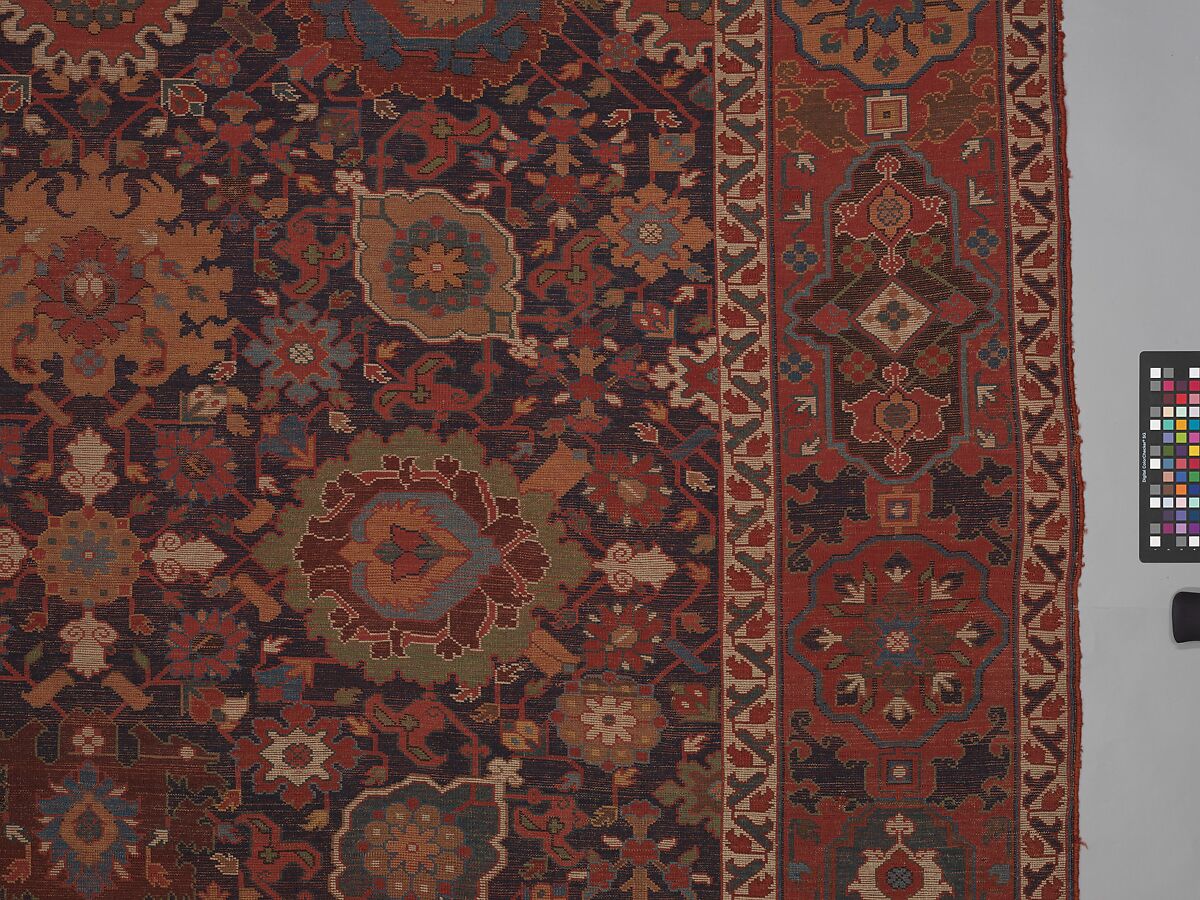 Harshang Carpet, Wool (warp, weft and pile); symmetrically knotted pile