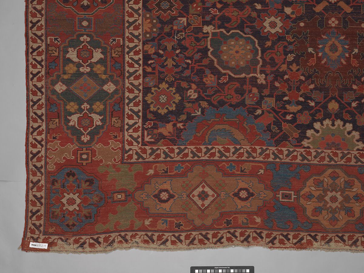 Harshang Carpet, Wool (warp, weft and pile); symmetrically knotted pile