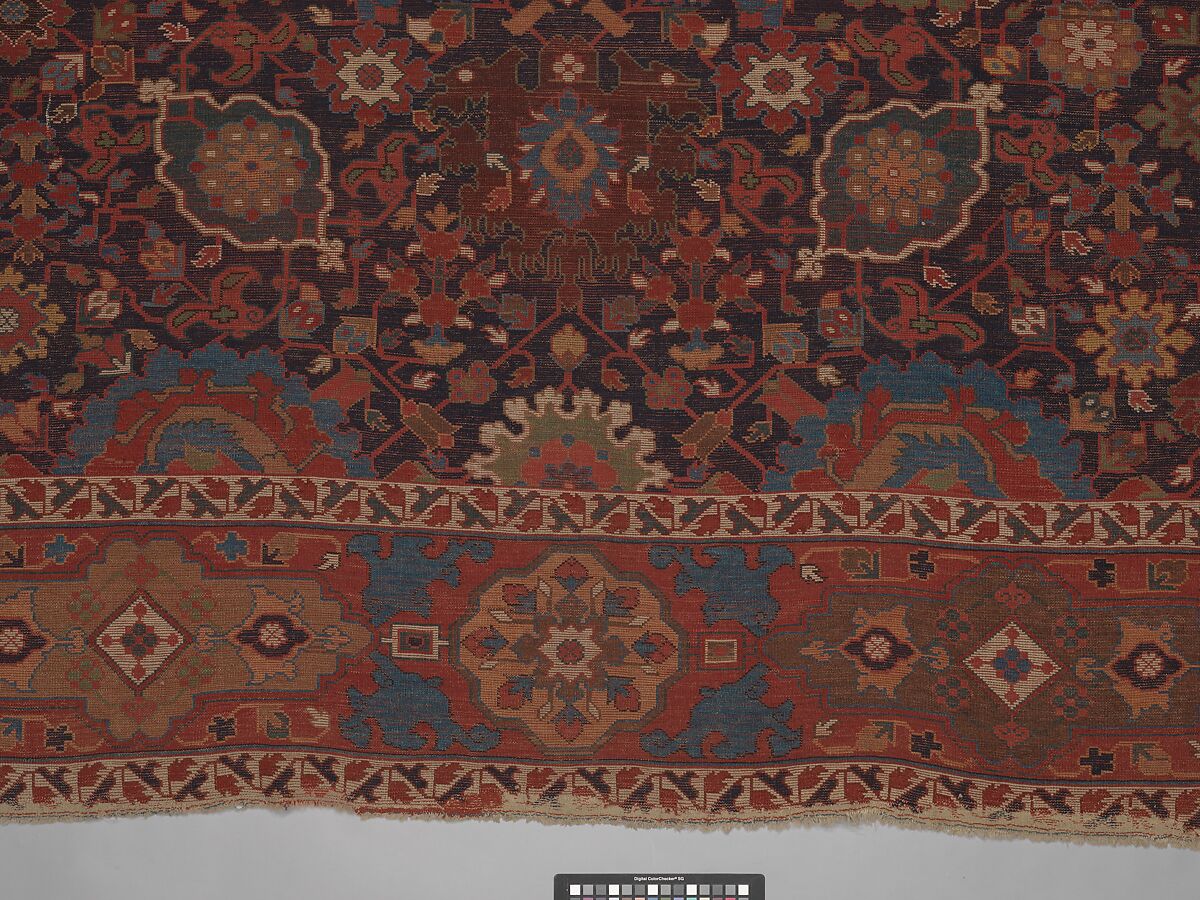 Harshang Carpet, Wool (warp, weft and pile); symmetrically knotted pile