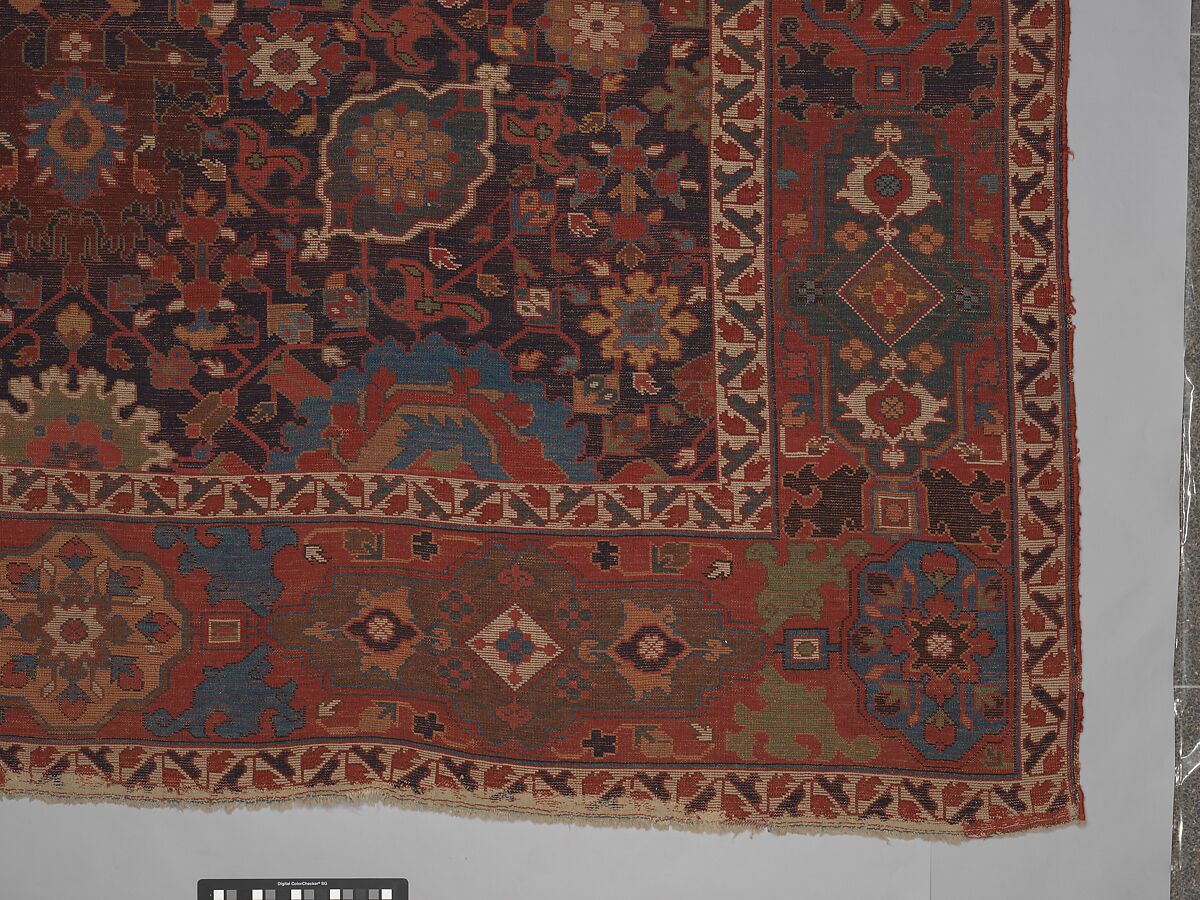Harshang Carpet, Wool (warp, weft and pile); symmetrically knotted pile