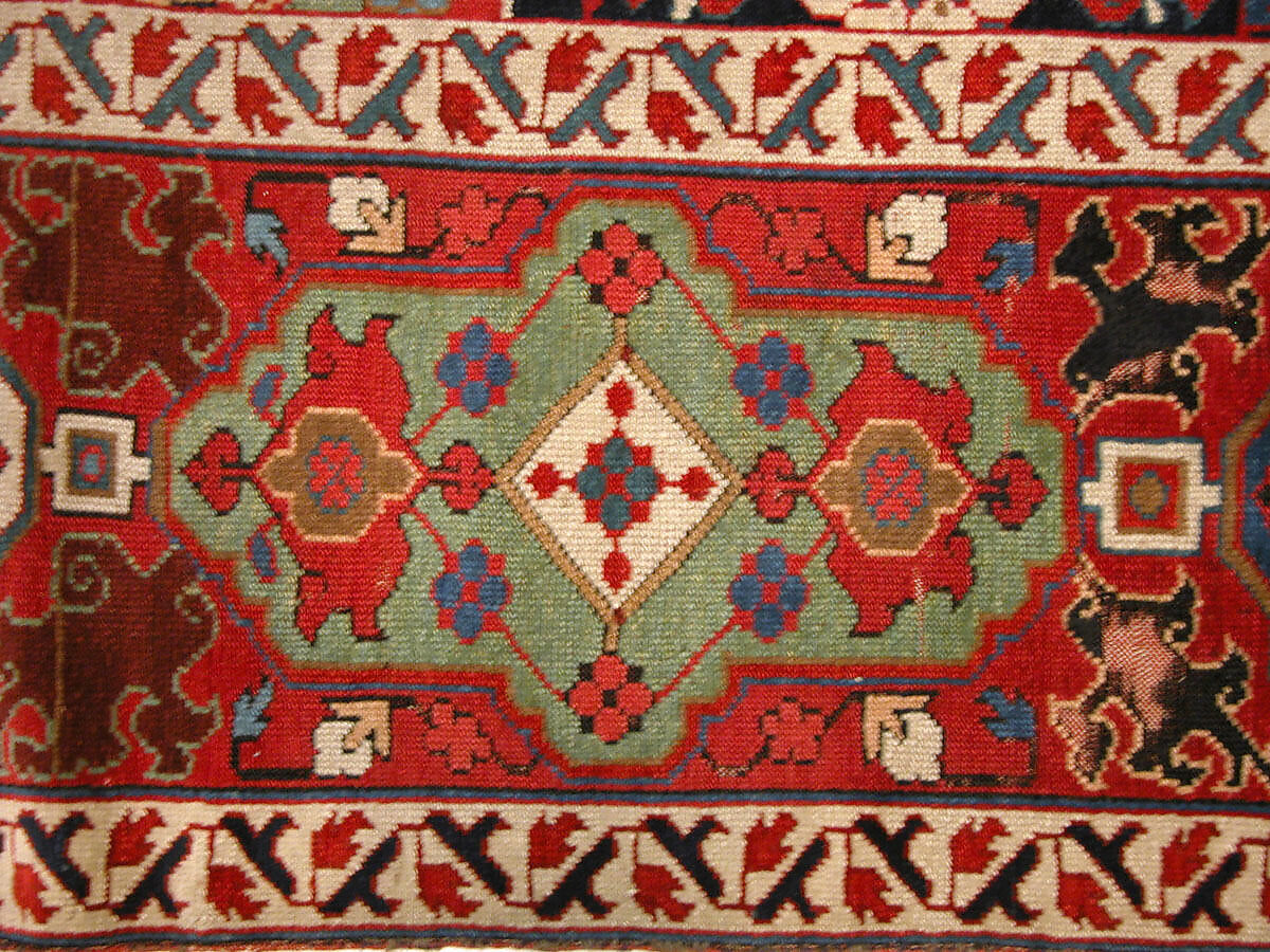 Harshang Carpet, Wool (warp, weft and pile); symmetrically knotted pile