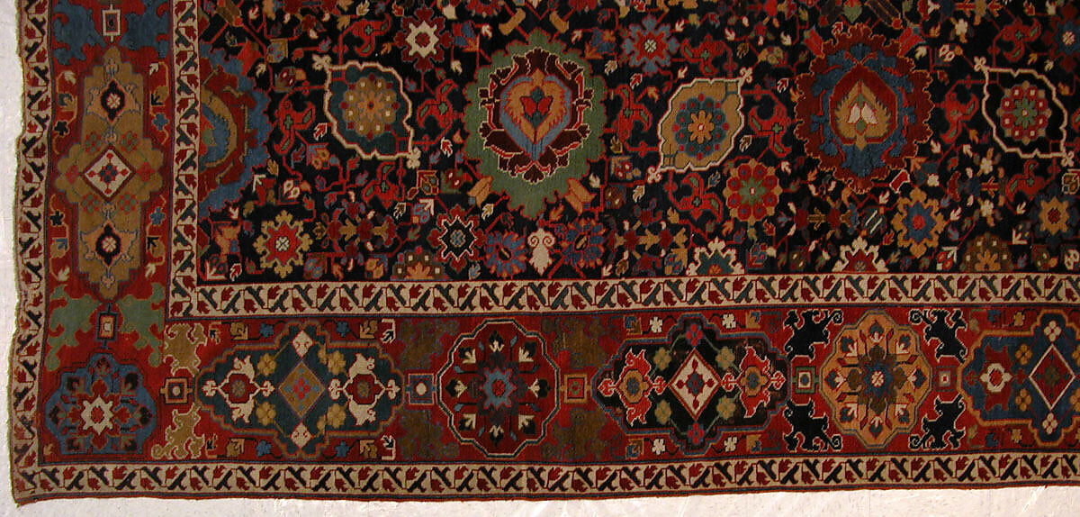 Harshang Carpet, Wool (warp, weft and pile); symmetrically knotted pile